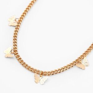 Claire's Gold Butterfly Charm Chain Necklace